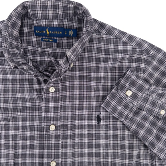 Polo Ralph Lauren Mens Small Luxury Twill Long Sleeve Button Up Shirt Plaid Pony - Picture 1 of 6